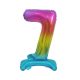 Nummer Rainbow Bunter Mini-7er-Folienballon mit Basis 38 cm