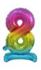 Nummer Rainbow Bunter Mini-Zahlen 8 Folienballon mit Basis 38 cm