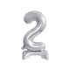 Nummer B&C Silver Silber Mini-Nummer 2 Folienballon mit Sockel 38 cm