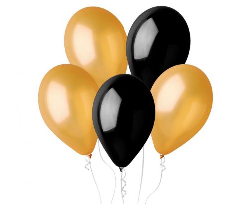 Farbe B&C Schwarz-Gold Ballon, 5 Stk. 12 Zoll (30 cm)