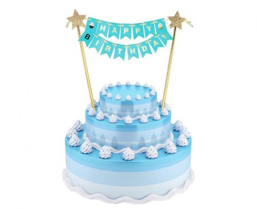 Geburtstag Happy Birthday Hellblaue Tortendeko 25 cm