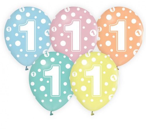 Geburtstag Dots Happy Birthday 1 Ballon, 5-teiliges Set 12 inch (30cm)