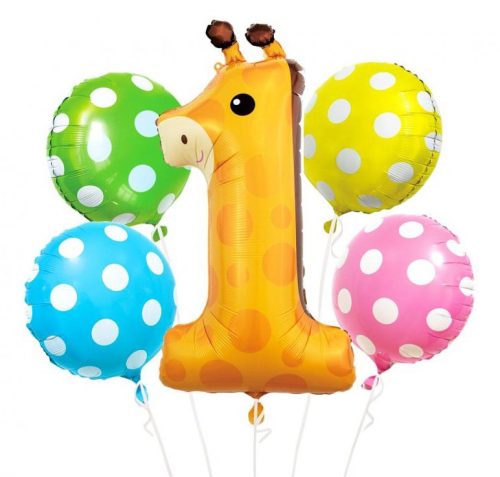 Tiere Dots Giraffen Folienballon 5-teiliges Set