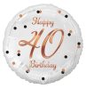 Geburtstag B&C White Happy Birthday 40 Folienballon 36 cm