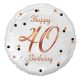 Geburtstag B&C White Happy Birthday 40 Folienballon 36 cm