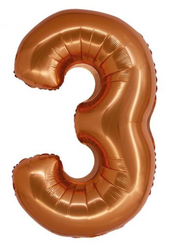 Nummer Copper Kupferzahl 3 Folienballon 76 cm