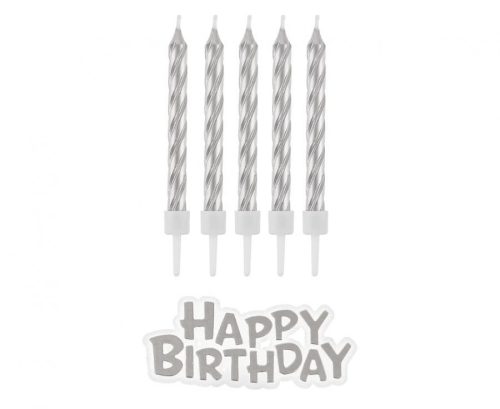 Geburtstag B&C Silver Silber Happy Birthday Kerzenset 16 Stk