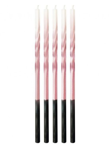 Farbe Ombre Rosa-Weiße Geburtstagskerzen Set, 5 Stück