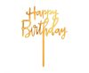 Geburtstag Happy Birthday Gold, Goldene Tortendekoration 14 cm