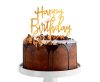 Geburtstag Happy Birthday Gold, Goldene Tortendekoration 14 cm