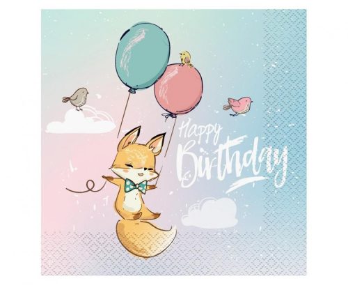 Geburtstag Fox Happy Birthday Serviette 20 Stk 33x33 cm