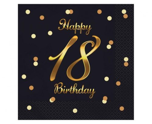 Geburtstag B&C Gold Happy Birthday 18 Serviette 20 Stk 33x33 cm