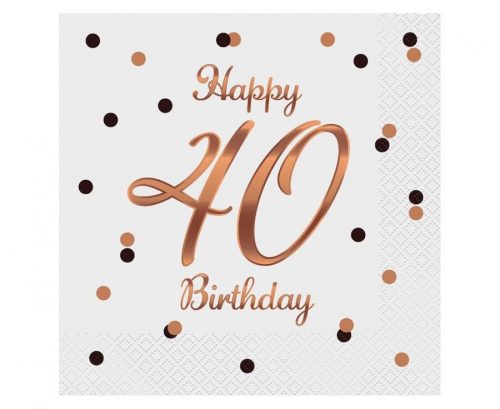 Geburtstag B&C White Happy Birthday 40 Serviette 20er Pack 33x33 cm