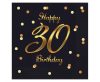 Geburtstag B&C Black-Gold Happy Birthday 30 Serviette 20 Stk. 33x33 cm