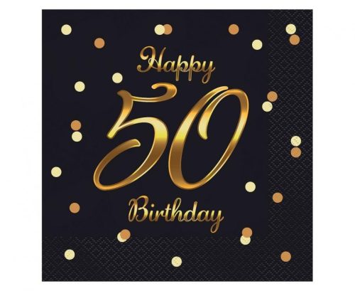 Geburtstag B&C Gold Happy Birthday 50 Serviette 20 Stk 33x33 cm