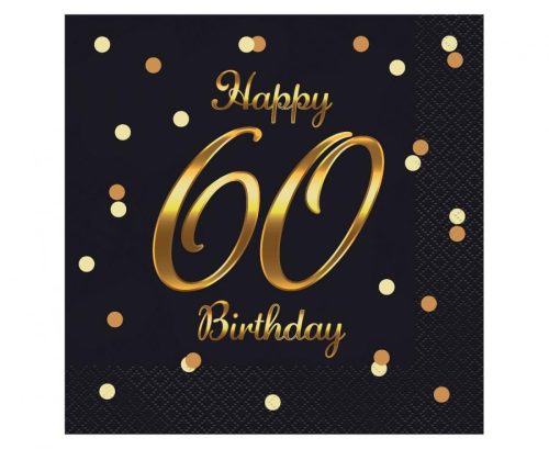 Geburtstag B&C Gold Happy Birthday 60 Serviette, 20er-Pack, 33x33 cm