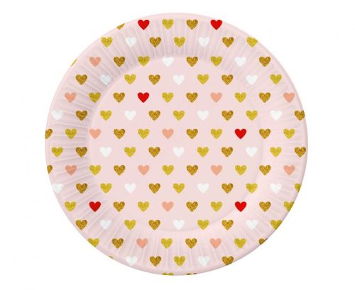 Liebe XOXO Pink Papierteller 6 Stk 18 cm