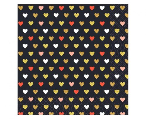 Liebe XOXO Black Serviette 20 Stk 33x33 cm