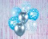 Farbe Happy Birthday Silber-Blau, Silber-Blau Ballonset 7 Stk 30cm (12 Zoll)