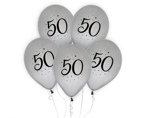 Geburtstag Silver Silber Happy Birthday 50 Luftballons, 5 Stk 12 Zoll (30cm)