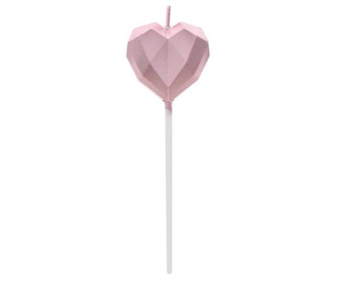 Liebe Diamond Heart Rose Gold, Herz Kuchenkerze