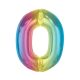 Nummer Rainbow Bunte 0 Folienballon 92 cm