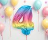 Nummer Rainbow Bunter Zahl 4 Folienballon 92 cm