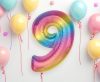 Nummer Rainbow Bunter Zahl 9 Folienballon 92 cm