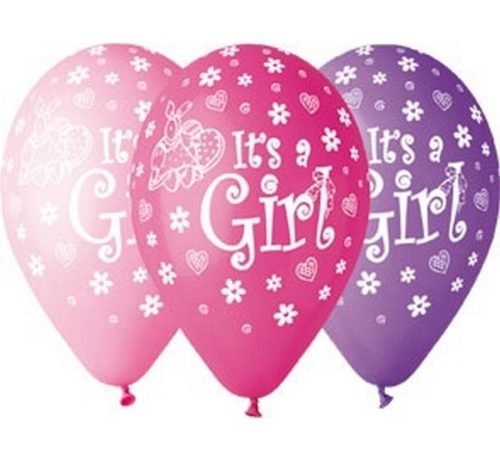 Farbe It's a Girl Ballon, 5er-Set, 12 inch (30 cm)