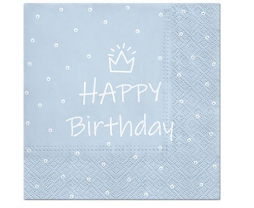 Geburtstag Light Blue Happy Birthday Blau Serviette 20 Stück 33x33 cm