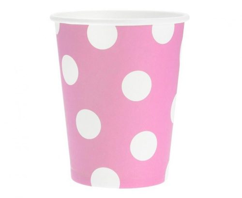 Farbe Pink Polka Dots Rosa Papierbecher 6er-Set, 270 ml