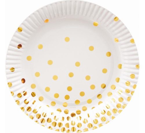 Farbe Gold Dots Goldene Tupfen Pappteller 6 Stk 18 cm