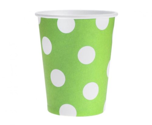 Farbe Green Polka Dots Grüner Papierbecher 6 Stk. 270 ml