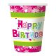 Geburtstag Pink Happy Birthday Pappbecher 6 Stk. 270 ml