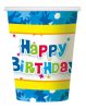 Geburtstag Blue Happy Birthday Papierbecher 6 Stk 270 ml