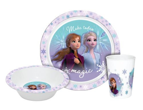 Disney Eiskönigin Magic Geschirrset, mikrowellengeeignetes Kunststoffset in einer Box