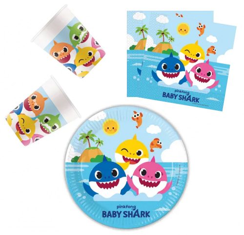 Baby Shark Fun in the Sun Party-Set 36-teilig mit 23 cm Tellern