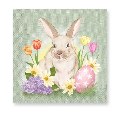 Ostern Bunny and Flowers Serviettenpackung 20 Stück 33x33 cm