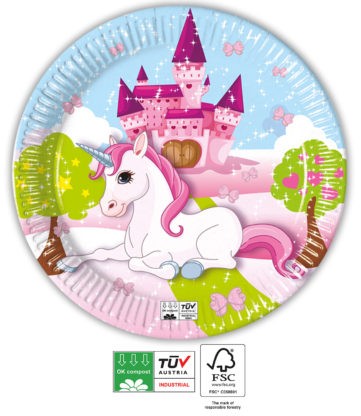 Einhorn Castle Papierteller 8er Pack 23 cm FSC