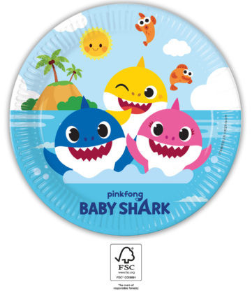 Baby Shark Fun in the Sun Pappteller 23 cm FSC, 8 Stk