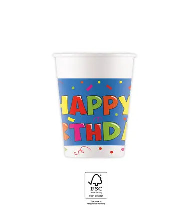 Geburtstag Kokliko Happy Birthday Papierbecher 8 Stk 200 ml FSC