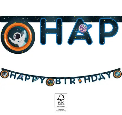 Platz Rocket Space Happy Birthday Banner FSC 2 m