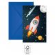 Platz Rocket Space Party Einladung 6 Stk FSC