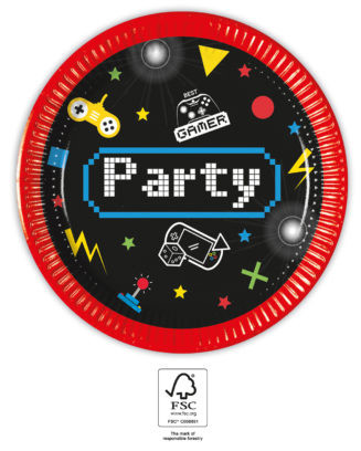 Gamer Gaming Party Pappteller 8 Stk 20 cm FSC