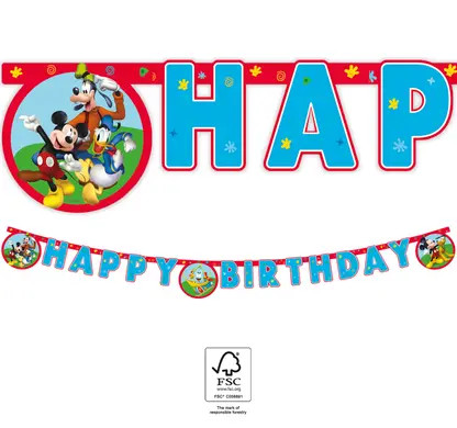 Disney Mickey  Rock the House Happy Birthday Schild FSC 2 m