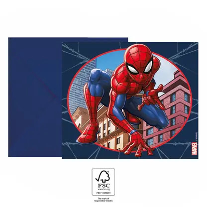 Spiderman Crime Fighter Party Einladung 6 Stk FSC