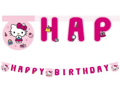 Hello Kitty Fashion Happy Birthday Schriftzug FSC 2 m