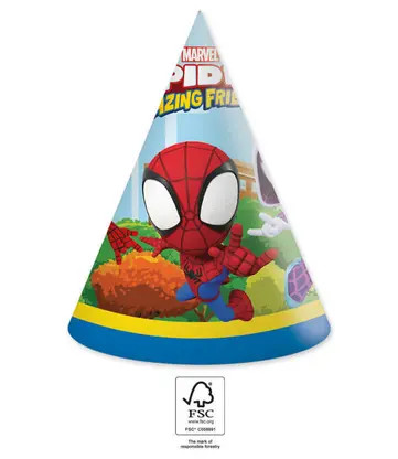 Spiderman Spidey  Partyhut, Tschako 6 Stk FSC