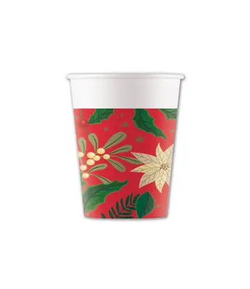 Weihnachten Holly Poinsettia i Papiergefäß 8 Stck 200 ml FSC