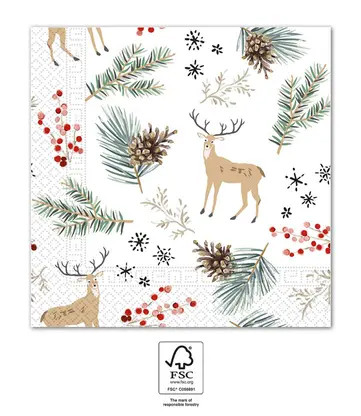 Weihnachten Forest Reindeers i Serviette 20 Stk. 33x33 cm